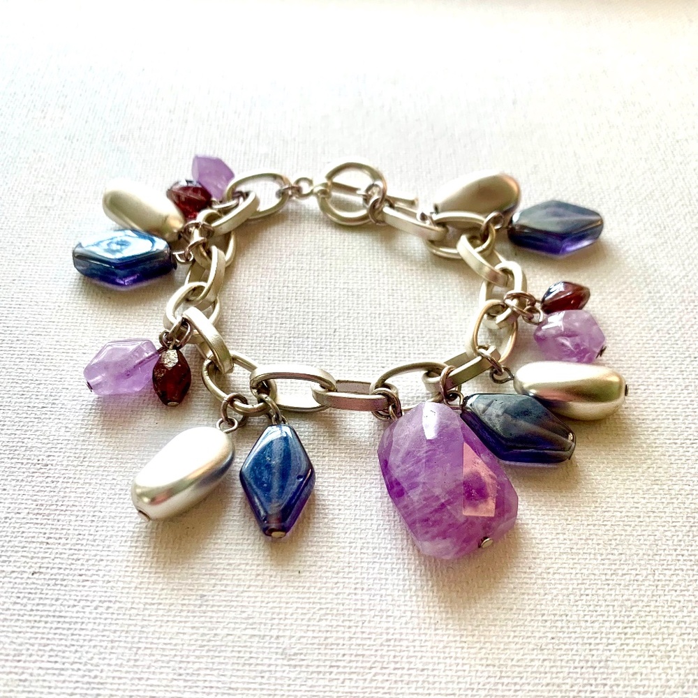 Laura Ashley Silver-tone Bracelet with Lavender Purple Stones